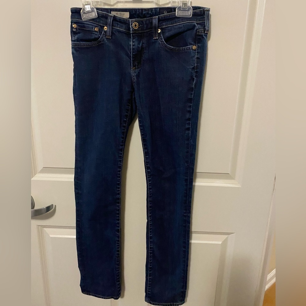 AG Adriano Goldschmied The Stevie Dark Blue Skinny Slim Straight Jeans